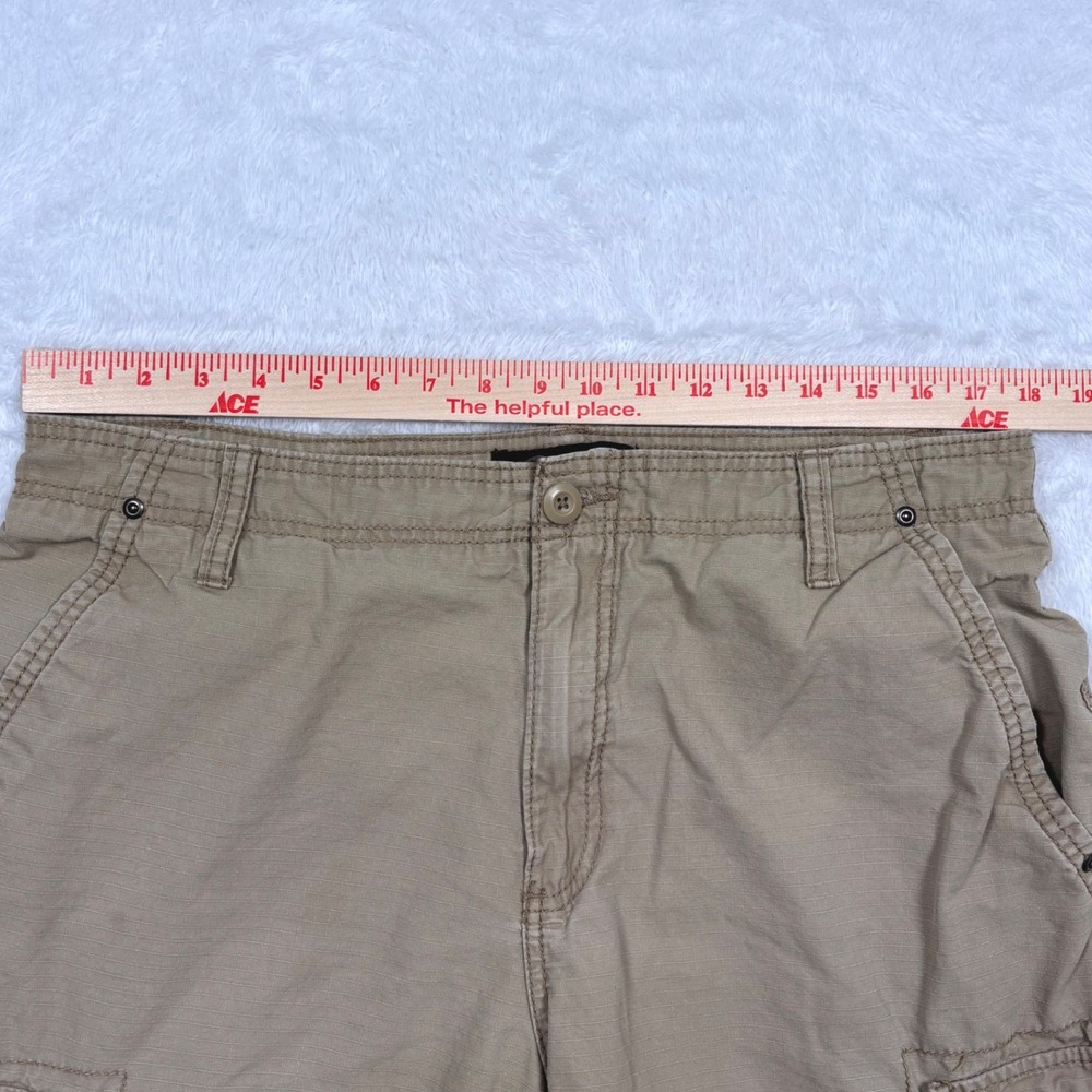 Y2K OP Cargo Shorts Mens 34 Sand Khaki Ripstop Cotton Multi Pocket Street Surf - Picture 8 of 14